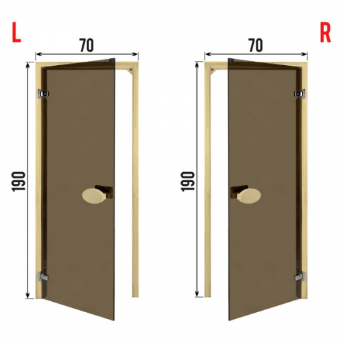Двері для сауни 700*1900мм бронза 8 мм