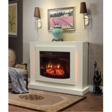 Фронтальний каминокомплект Fireplace Гамбург Білий дуб ефект живого вогню зі звуком і обігрівом