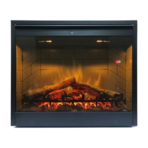 Камінокомплект IDaMebel Chicago Коричневий з ефектом мерехтливих дров і полум'я Optiflame з обігрівом