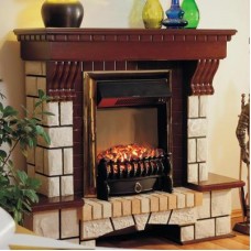 Фронтальный камин Fireplace Лондон Песочный + Орех эффект мерцающих дров со звуком и обогревом