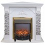 Кутовий каминокомплект Fireplace Аргентина Білий дуб ефект мерехтливих дров зі звуком і обігрівом