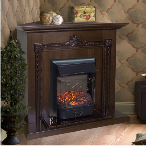 Кутовий каминокомплект Fireplace Хогвартс Дуб ефект мерехтливих дров зі звуком і обігрівом