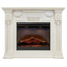 Пристінний камін Fireplace Рафаель Слонова кістка з ефектом мерехтіння дров зі звуком і обігрівом