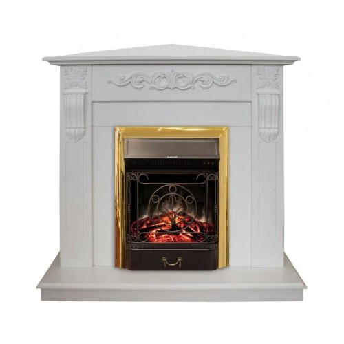 Кутовий каминокомплект Fireplace Торонто Білий ефект мерехтливих дров зі звуком і обігрівом