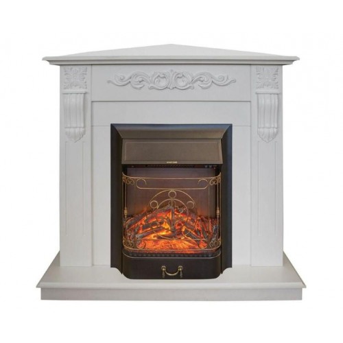 Кутовий каминокомплект Fireplace Торонто Білий ефект мерехтливих дров зі звуком і обігрівом