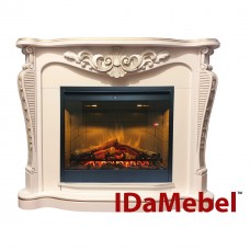 Камінокомплект IDaMebel Dallas Білий з ефектом мерехтливих дров та полум'я Optiflame з обігрівом