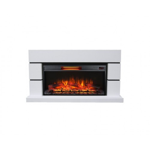 Пристінний каминокомплект Fireplace Лос-Анджелес Білий ефект живого полум'я зі звуком і обігрівом