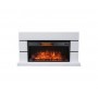 Пристінний каминокомплект Fireplace Лос-Анджелес Білий ефект живого полум'я зі звуком і обігрівом