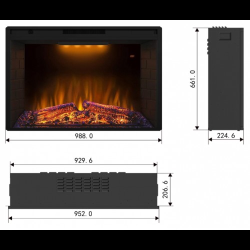 Пристінний каминокомплект Fireplace Лос-Анджелес Білий ефект живого полум'я зі звуком і обігрівом