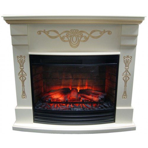 Пристінний камін Fireplace Клеопатра Білий дуб з ефектом живого полум'я зі звуком і обігрівом