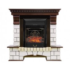 Напольный камин Fireplace Латвия Белый + Темный дуб эффект мерцающих дров со звуком и обогревом