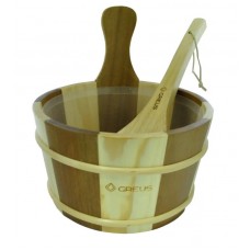 Набор Greus (шайка 4 л + черпак) сосна и кедр с пластиковой вставкой для бани и сауны