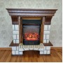Фронтальний каминокомплект Fireplace Лондон Білий + Горіх ефект мерехтливих дров зі звуком і обігрівом