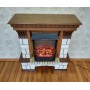 Фронтальний каминокомплект Fireplace Лондон Білий + Горіх ефект мерехтливих дров зі звуком і обігрівом