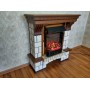 Фронтальний каминокомплект Fireplace Лондон Білий + Горіх ефект мерехтливих дров зі звуком і обігрівом
