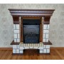 Фронтальний каминокомплект Fireplace Лондон Білий + Горіх ефект мерехтливих дров зі звуком і обігрівом