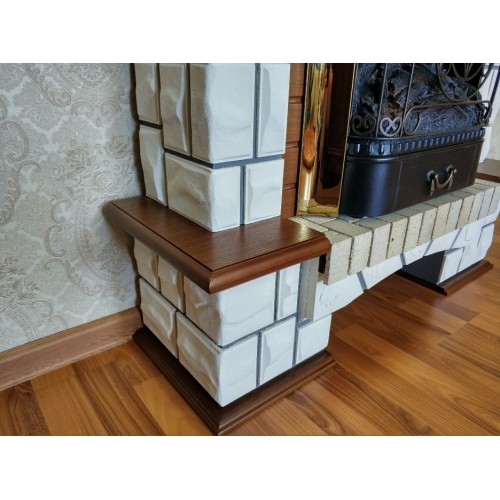 Фронтальний каминокомплект Fireplace Лондон Білий + Горіх ефект мерехтливих дров зі звуком і обігрівом