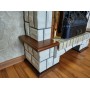 Фронтальний каминокомплект Fireplace Лондон Білий + Горіх ефект мерехтливих дров зі звуком і обігрівом