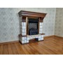 Фронтальний каминокомплект Fireplace Лондон Білий + Горіх ефект мерехтливих дров зі звуком і обігрівом