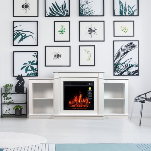 ТБ тумба з електро каміном ArtiFlame FASHION TV STAND AF18 Білий б'янко ефект полум'я і обігрівом