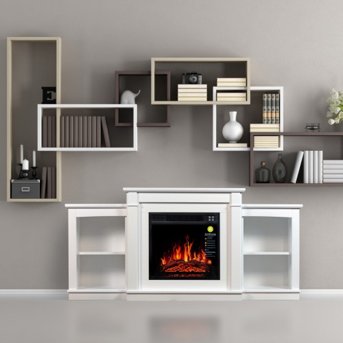 ТБ тумба з електро каміном ArtiFlame FASHION TV STAND AF18 Білий б'янко ефект полум'я і обігрівом