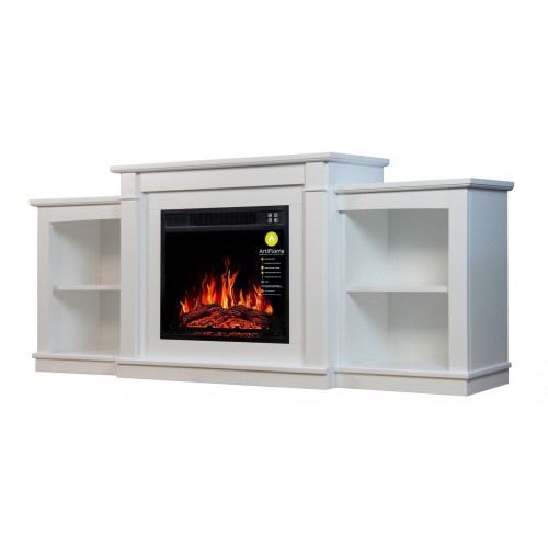 ТБ тумба з електро каміном ArtiFlame FASHION TV STAND AF18 Білий б'янко ефект полум'я і обігрівом