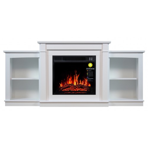 ТБ тумба з електро каміном ArtiFlame FASHION TV STAND AF18 Білий б'янко ефект полум'я і обігрівом