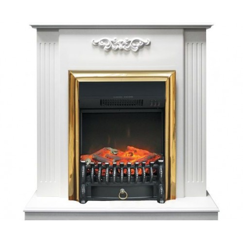Підлоговий каминокомплект Fireplace Бельгія Білий дуб ефект мерехтливих дров зі звуком і обігрівом