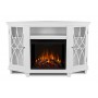 Кутова ТБ тумба з каміном Fireplace Сан-Франциско Білий ефект живого вогню зі звуком і обігрівом