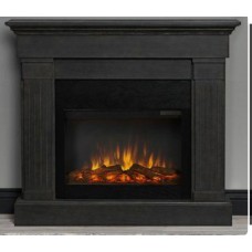 Пристенный камин Fireplace Себастьян Черный с эффектом живого пламени со звуком и обогревом