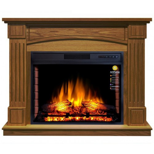 Класичний каминокомплект ArtiFlame BOSTON AF28S Античний дуб ефект полум'я зі звуком і обігрівом