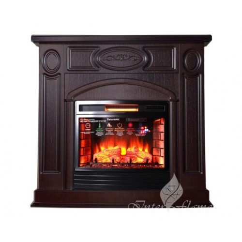 Класичний каминокомплект Fireplace Таранто Темний дуб ефект живого вогню зі звуком і обігрівом