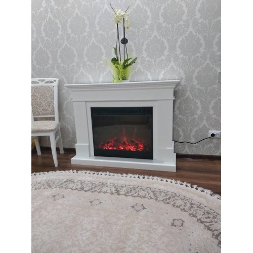 Пристінний камін Fireplace Гонконг Слонова кістка з ефектом живого полум'я зі звуком та обігрівом
