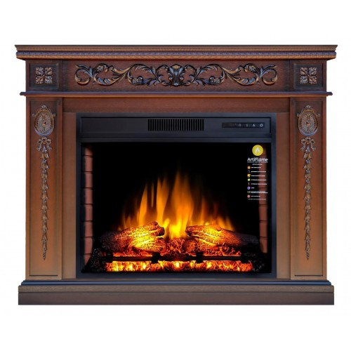 Класичний камінокомплект ArtiFlame DELMONA AF28S Коньяк з ефектом полум'я зі звуком та обігрівом