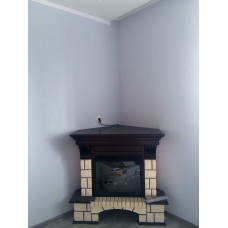 Кутовий каминокомплект Fireplace Рим Білий + Венге ефект живого полум'я зі звуком і обігрівом