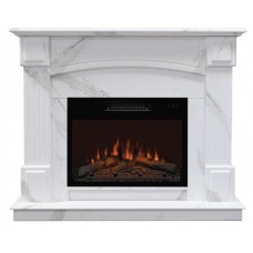 Класичний каминокомплект Fireplace Амур Білий мармур з ефектом живого вогню зі звуком і обігрівом