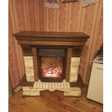 Каминокомплект Fireplace Паганини Желтый + Орех эффект мерцающих дров со звуком и обогревом