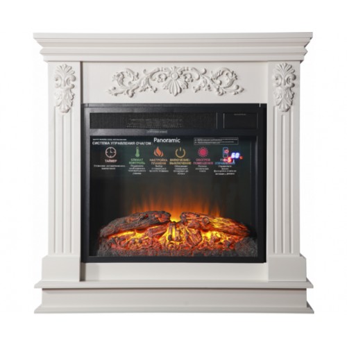 Класичний каминокомплект Fireplace Дарлінг Бежевий з ефектом живого вогню зі звуком і обігрівом