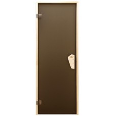 Стеклянная дверь для бани и сауны Tesli Lux Sateen 700х1900 мм закаленное стекло матовая бронза