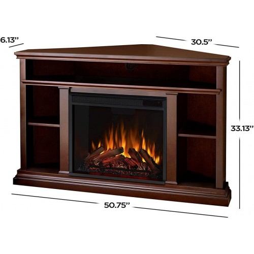 Кутова ТБ тумба з каміном Fireplace Сан-Франциско Кароліна ефект живого вогню зі звуком і обігрівом