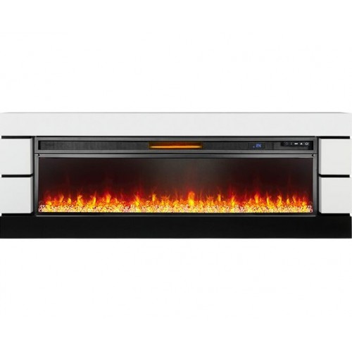 Лінійний каминокомплект Fireplace Варшава Білий з ефектом живого полум'я зі звуком і обігрівом