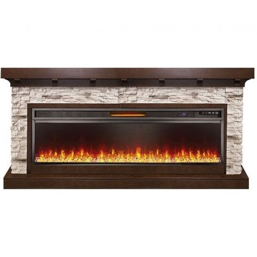 Лінійний каминокомплект Fireplace Бухарест Темний дуб ефект живого полум'я зі звуком і обігрівом