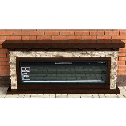 Лінійний каминокомплект Fireplace Бухарест Темний дуб ефект живого полум'я зі звуком і обігрівом