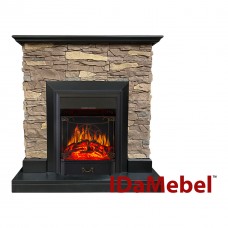 Камінокомплект IDaMebel Gemma Brown Majestic Black з ефектом мерехтливих дров зі звуком та обігрівом