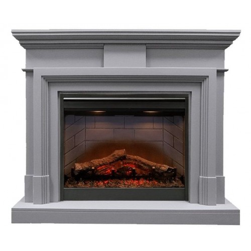 Класичний каминокомплект Fireplace Рембрандт Сірий з ефектом живого вогню зі звуком і обігрівом