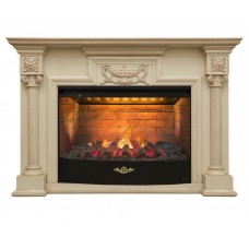 Класичний каминокомплект Fireplace Детройт Білий дуб з ефектом живого вогню зі звуком і обігрівом