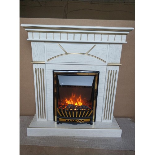 Підлоговий каминокомплект Fireplace Індія Білий + Патина ефект мерехтливих дров зі звуком і обігрівом