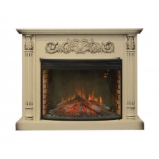 Класичний каминокомплект Fireplace Оріноко Білий дуб ефект живого вогню зі звуком і обігрівом