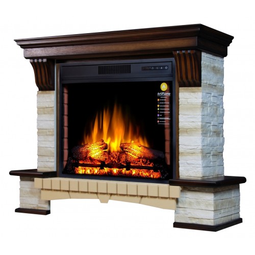 Камінокомплект ArtiFlame STONE MONTEBELLO AF28S Античний дуб ефект полум'я зі звуком та обігрівом
