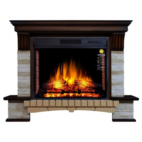Камінокомплект ArtiFlame STONE MONTEBELLO AF28S Античний дуб ефект полум'я зі звуком та обігрівом